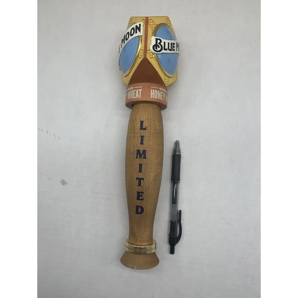 Blue Moon Summer Honey Wheat Limited Wooden Tap Handle Man Cave Decor 11